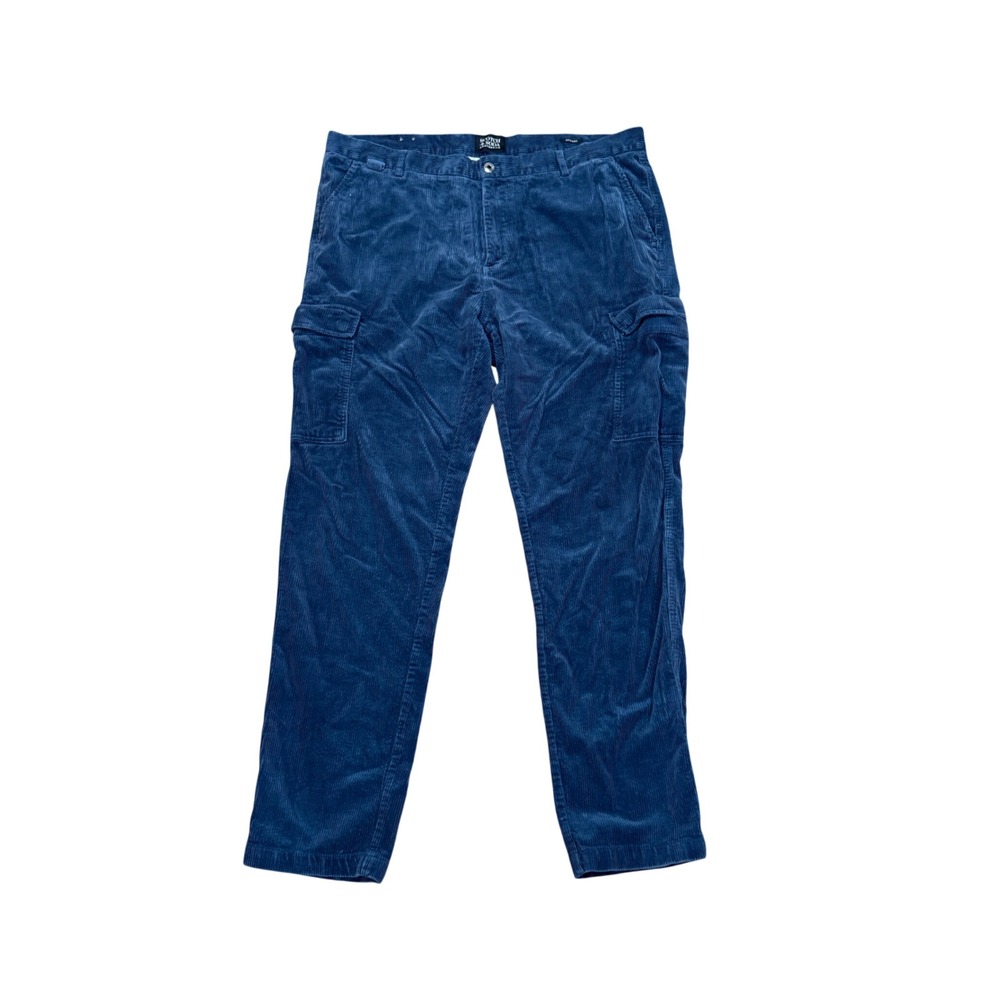 Scotch Soda Stuart Pants Men 38 Blue Corduroy Cargo Flat Front Straight Utili